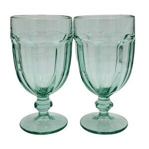2 Libbey Duratuff Gibraltar Spanish Green Iced Tea Goblets 16 Oz 7" Tall